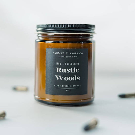 9 oz Rustic Woods Soy Amber Jar Candle