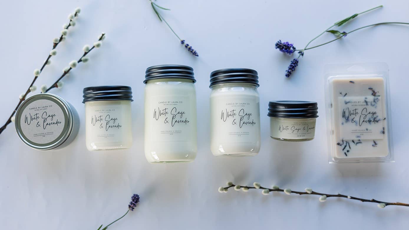 White Sage & Lavender 8 oz Soy Gift Tin