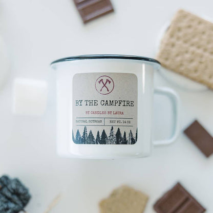 Enamel Wood Wick Soy Campfire Mug