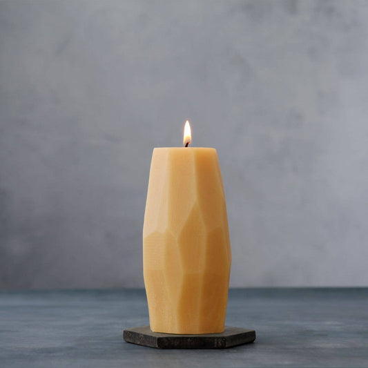 Pillar Candles – Pure Beeswax – Faceted Design – 2 Sizes