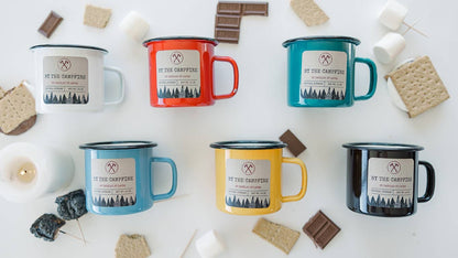 Enamel Wood Wick Soy Campfire Mug