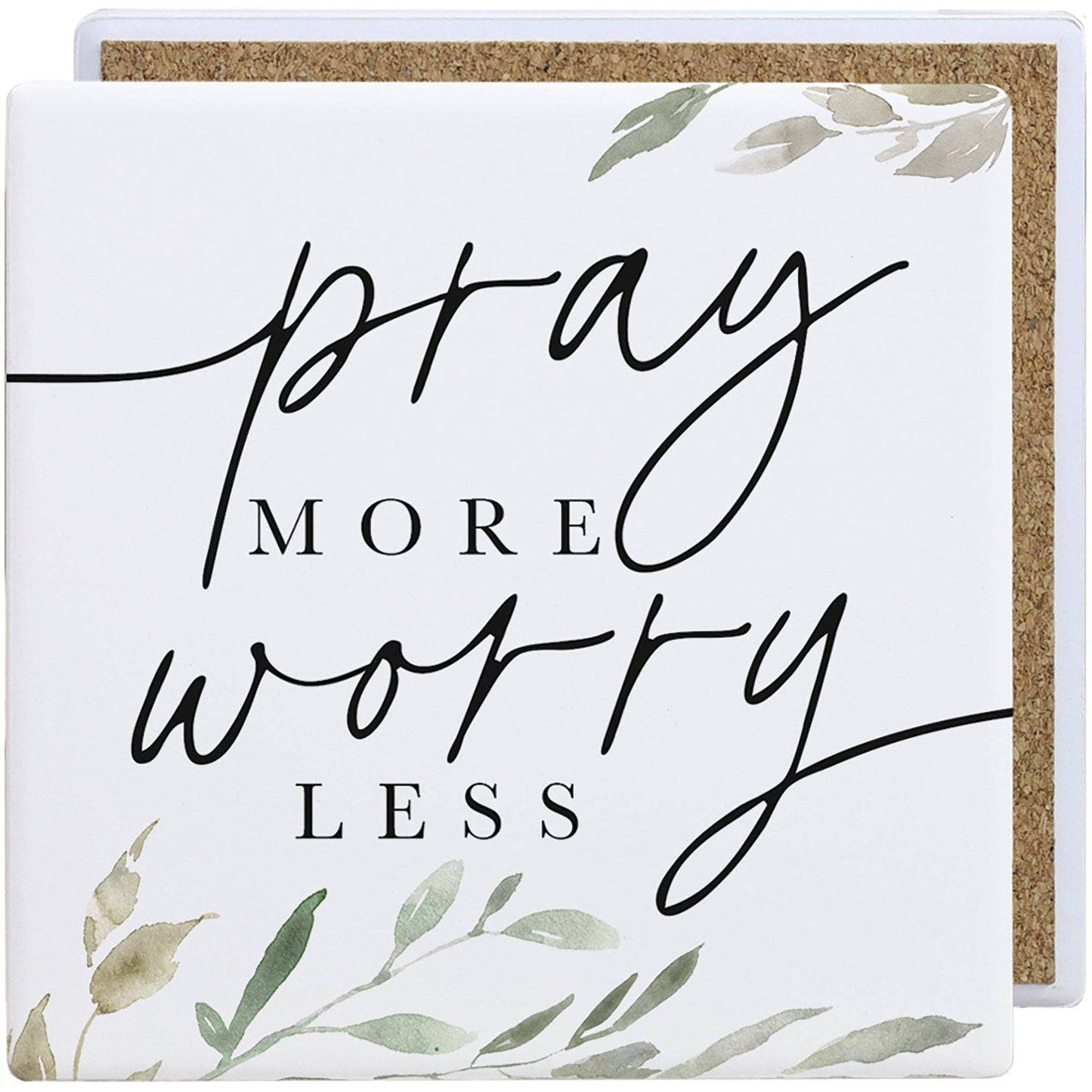 Pray More Worry - Creamic Coaster Squares