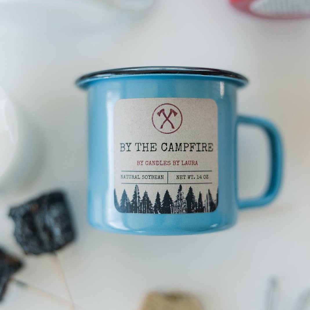 Enamel Wood Wick Soy Campfire Mug