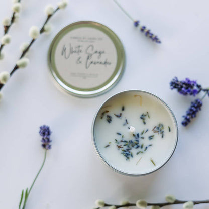 White Sage & Lavender 8 oz Soy Gift Tin