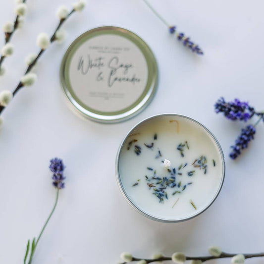 White Sage & Lavender 8 oz Soy Gift Tin
