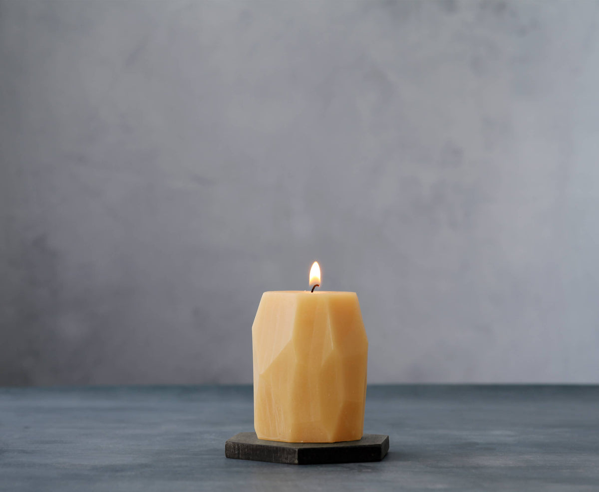 Pillar Candles – Pure Beeswax – Faceted Design – 2 Sizes