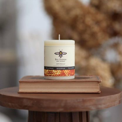 Pillar Candles – 100% Pure Beeswax – Med-Sized 3" x 3.5"