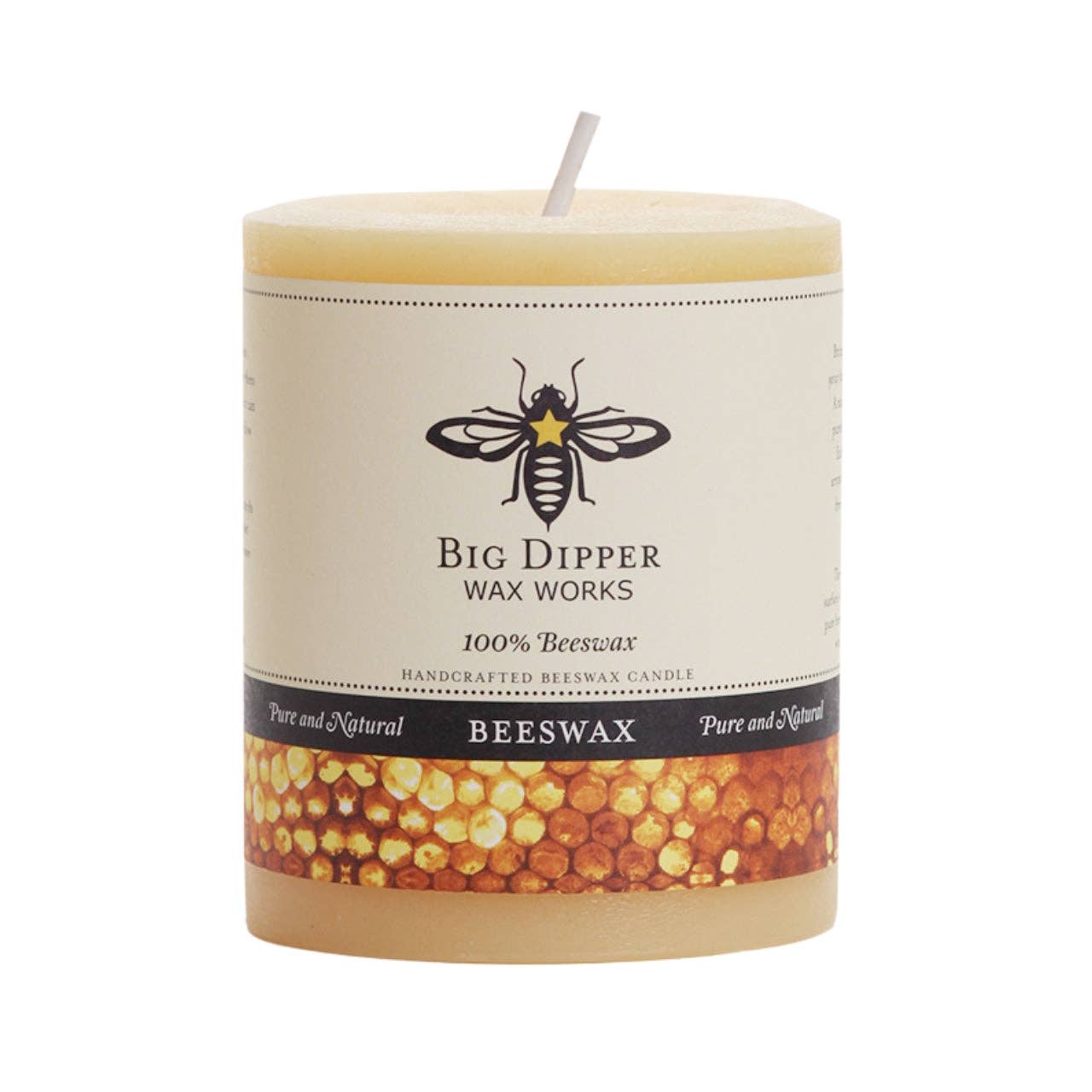 Pillar Candles – 100% Pure Beeswax – Med-Sized 3" x 3.5"