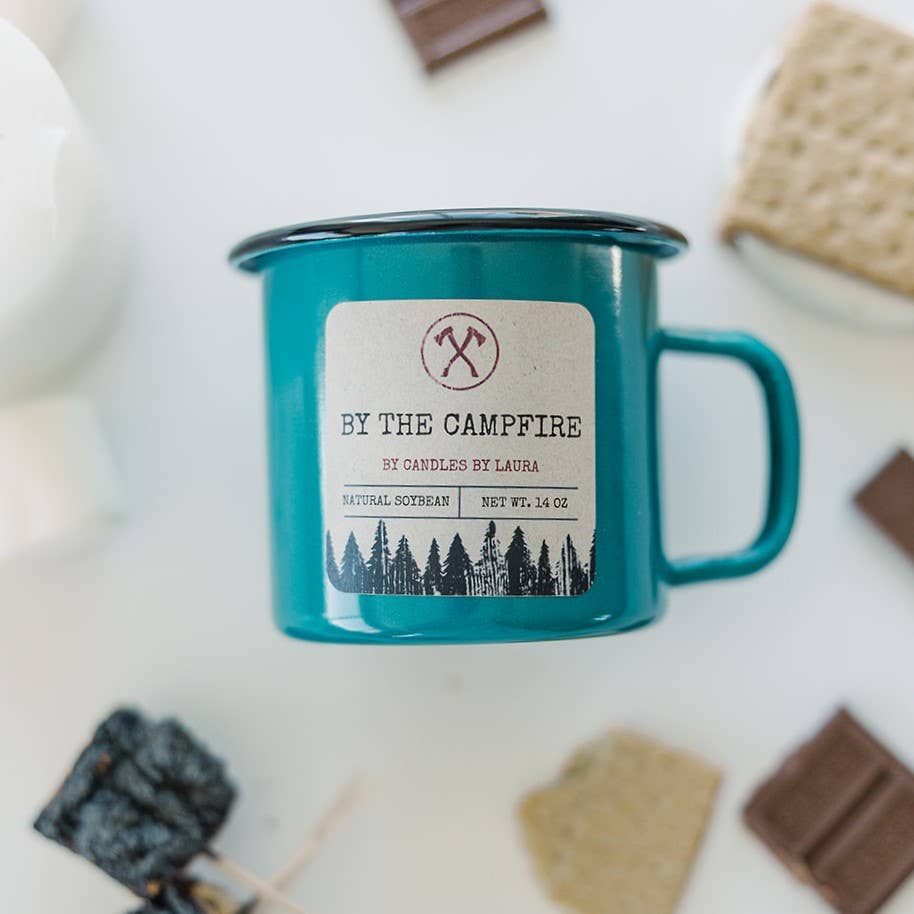 Enamel Wood Wick Soy Campfire Mug