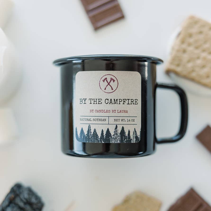 Enamel Wood Wick Soy Campfire Mug