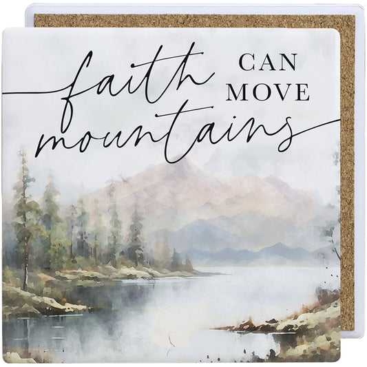 Faith Move Mountains - Creamic Coaster Squares
