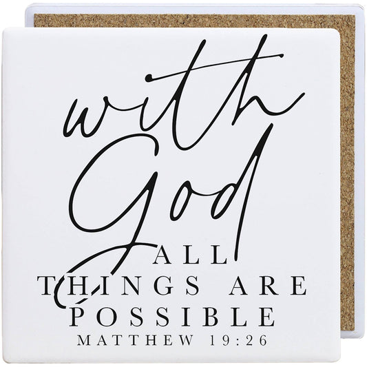 With God Possible - Creamic Coaster Squares