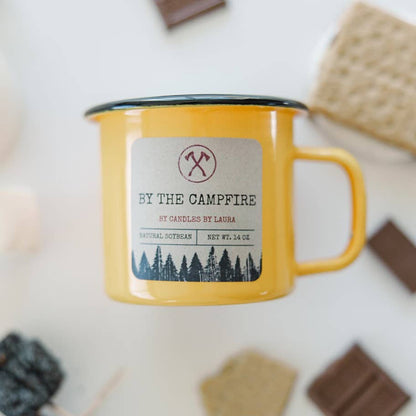Enamel Wood Wick Soy Campfire Mug