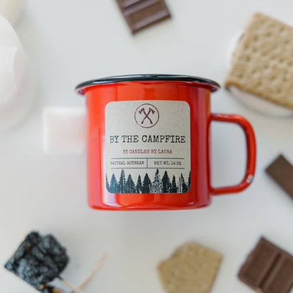 Enamel Wood Wick Soy Campfire Mug