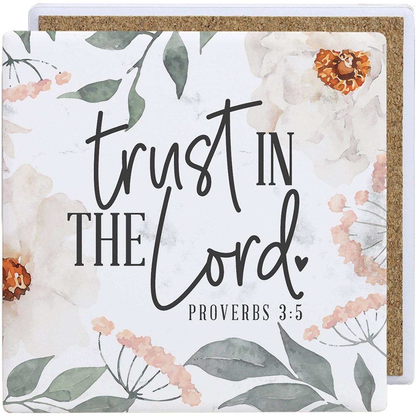 Trust In Lord Flowers - Creamic Coaster Squares