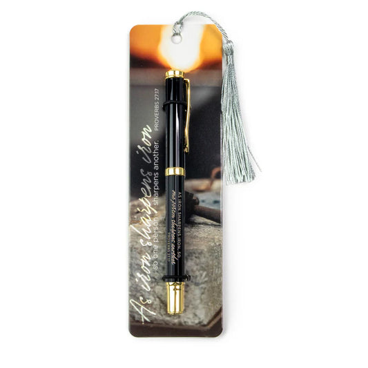 Tasseled Bookmark & Pen Set - Iron Sharpens Iron
